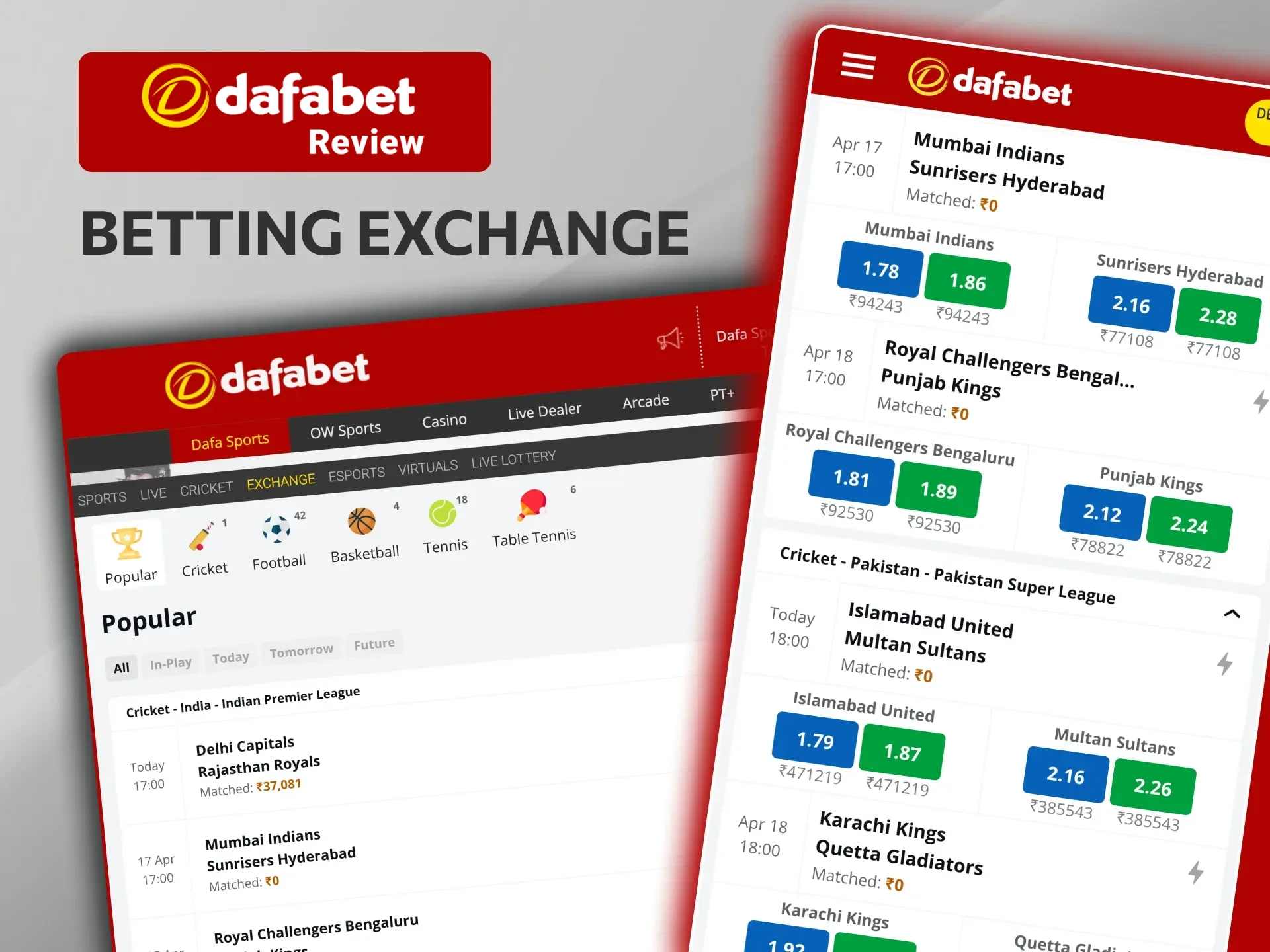 Dafabet Casino offers a lively betting exchange where players control their wagers.
