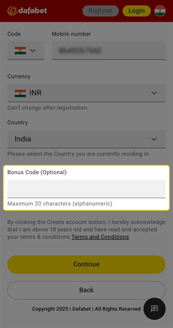 Use a promo code from Dafabet to increase your account balance.